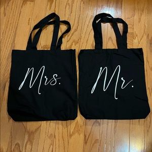 Mrs. And Mr. Canvas Wedding Bags (black) Bride and Groom